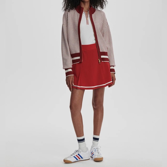 BRAND NEW Varley Red & White Walter Knit Jacket in Small - Picture 3 of 10